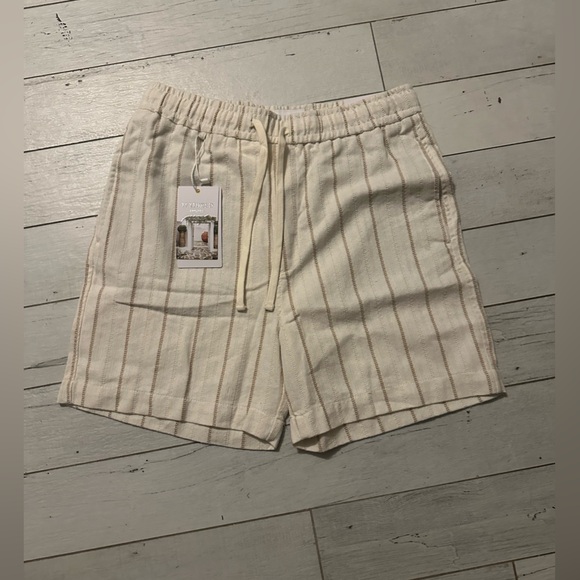 Striped Cream Shorts - Picture 1 of 6